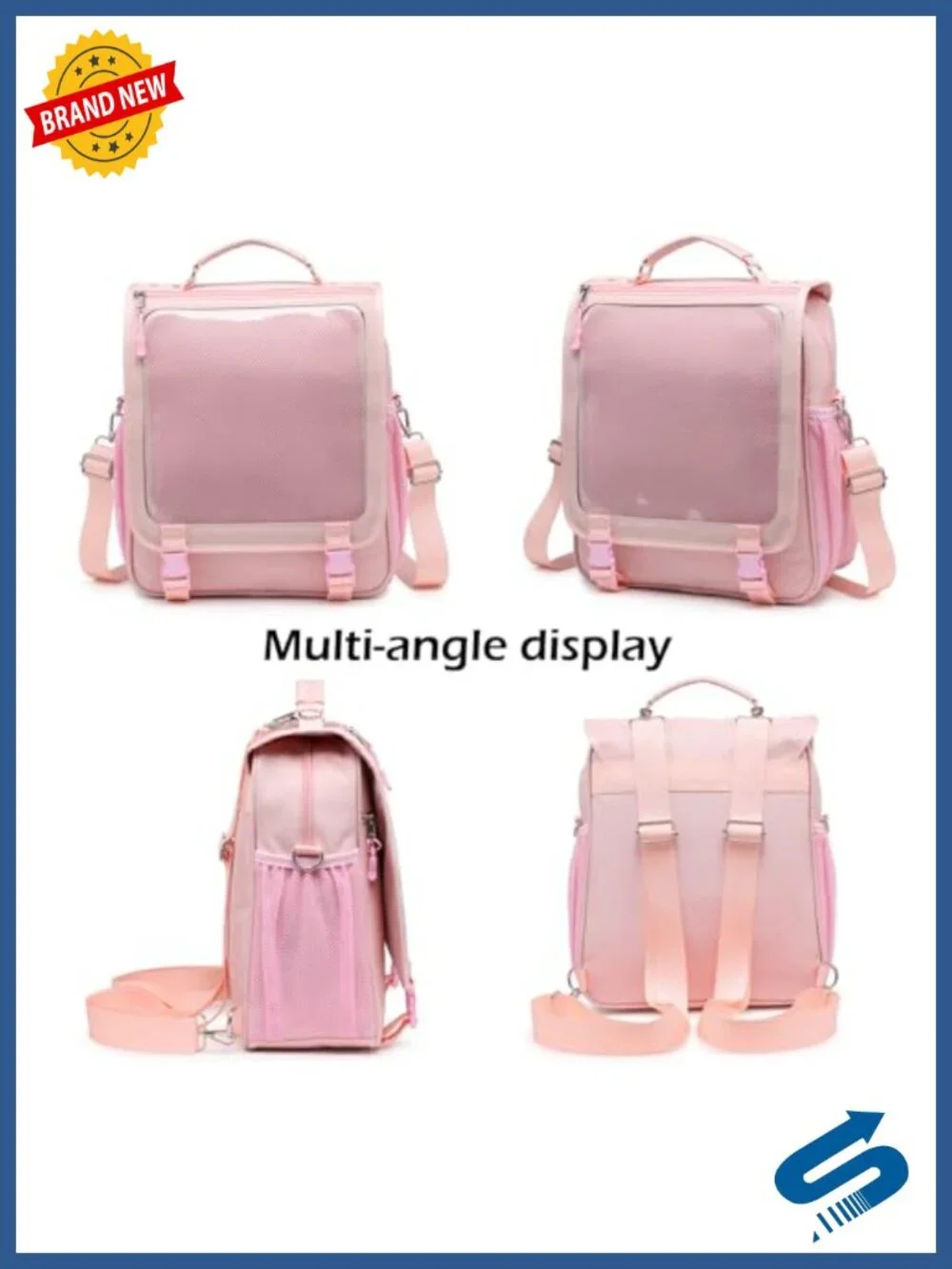 Clear Window Ita Backpack, Pin Display Daypack, Nylon